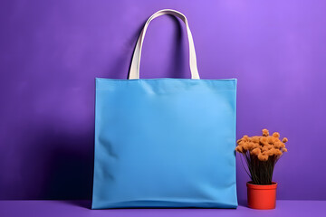 Blue Tote Bag Mockup on a background, Bag mockup template