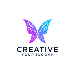 Butterfly logo design with beauty and technology