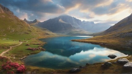 Obraz premium lake and mountains