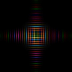 Abstract rainbow light trails on the dark background