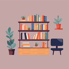 Home study room with books vector