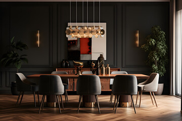 dining room with a pendant light 