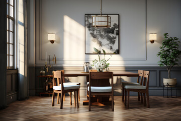 dining room with a pendant light 