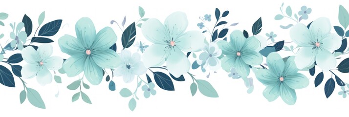 Indigo vector illustration cute aesthetic old mint paper with cute mint flowers