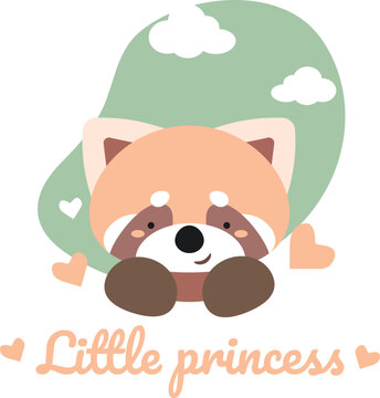 Cute red panda baby illustration