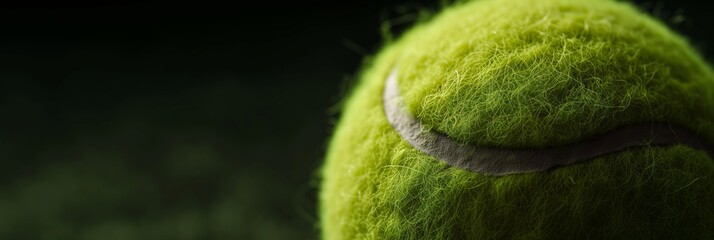 Close-Up Tennis Ball Texture: A Macro View of the Green, Fuzzy Surface in Sporting Action