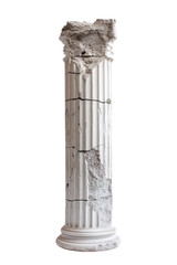 Isolated broken column on transparent background, PNG