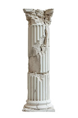 Isolated broken pillar on transparent background, PNG