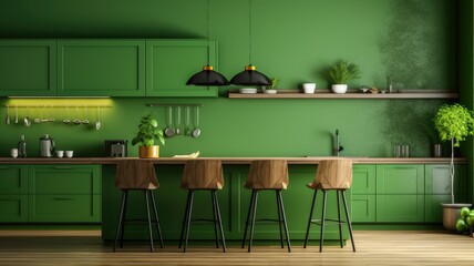 stylish green cabinetry kitchen look
