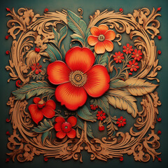 Ornament with flower and leaves
