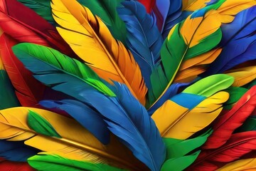 Fototapeta na wymiar colorful bright feathers leave in the style of Mardi Carnival Festival, Venetian Background, Celebration ai art