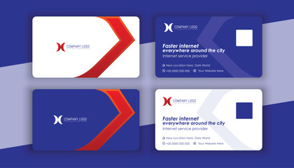 blue and white business card