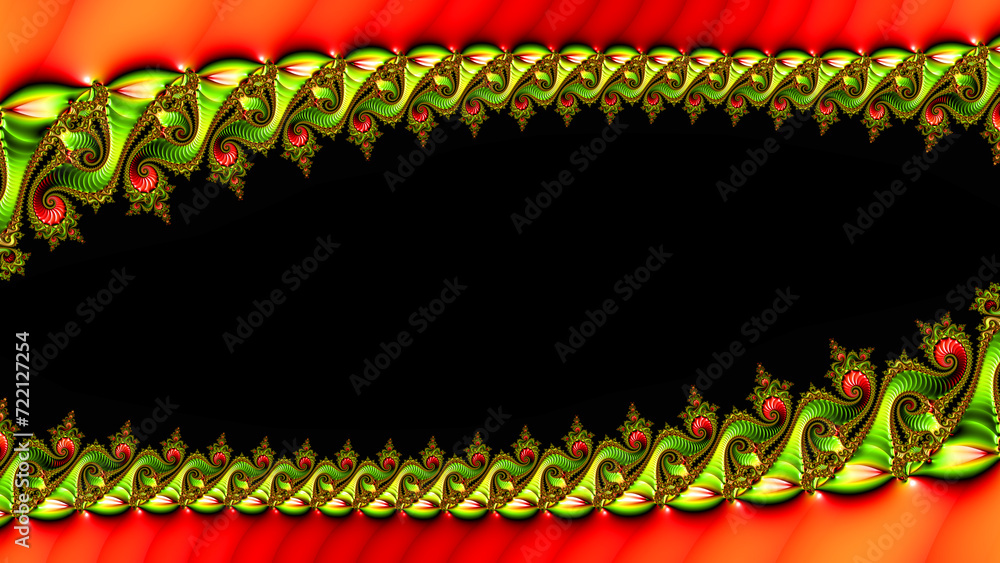 Aufkleber similar but different repeating fractal style template copy-space design red and yellow on a black b