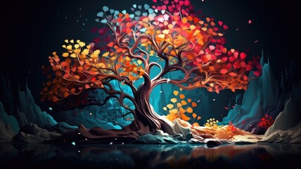 surreal colorful tree illustration