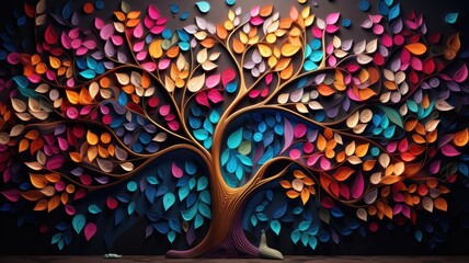 abstract vibrant tree design