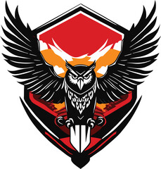 Warrior owl logo for guard services or security Vector Illustration for logos and heraldic symbols
