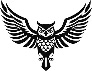 Owl Spread Wings Vector Illustration for Logo for logos and heraldic symbols