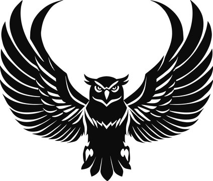 Owl Spread Wings Vector Illustration for Heraldry for logos and heraldic symbols