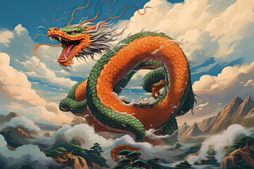 dragon in the clouds as a symbol of chinese new year