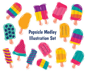 Set Illustration of Various Popsicle Flavors