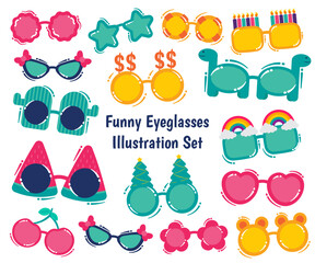 Set of Funny Eyeglasses Illustration