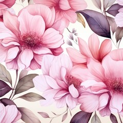 Seamless pattern with watercolor flowers. illustration