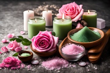 spa setting with petals and candle