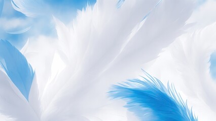 Fototapeta na wymiar Stylish White and Blue Soft Feathers Background