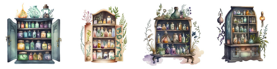 Witches apothecary cabinet - obrazy, fototapety, plakaty