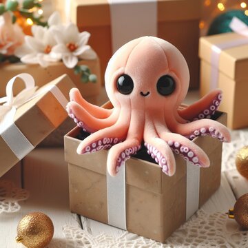 octopus soft toy in the gift box, lovely gift for lover, kids and birthday