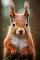 Fototapeta premium Close-up of a Eurasian red squirrel (Sciurus vulgaris)