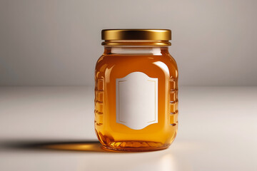 generic golden honey glass jar or pot mockup shot with empty blank copyspace are