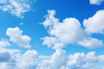 Naklejka na ściany i meble An image showing a cloudy blue sky. Generative AI