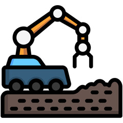 Asteroid Mining lineal multi color icon. relate to robotic engineering and technology theme. use for UI or UX kit, web and app development.