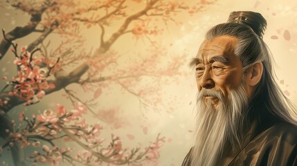 Confucius: Philosophy of Wisdom, Ethics, and Morality Rooted in China, Teaching Analects of Virtue and Harmony - obrazy, fototapety, plakaty