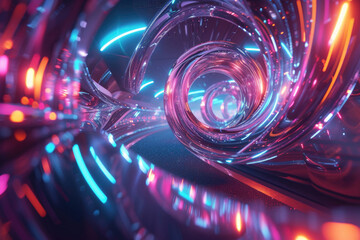 A captivating 3D rendering encapsulating a cosmic fusion of abstract elements of the Metaverse
