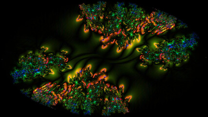 bacteria growth pattern colourful on black