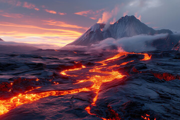 Fototapeta premium Cold Cosmos: Volcanic Awakening in the Arctic