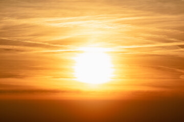 Beautiful orange sky with clouds at twilight
