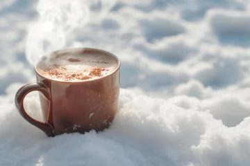 Raamstickers Winter's Warm Embrace: Hot Chocolate Delight © Andrii 