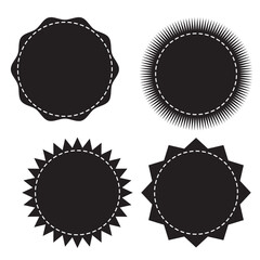 Set of vector starburst, Sunburst badges. Stitched zig-zag circle collection. Set of silhouettes starburst. Vintage labels. Sunburst price tags, sale sticker, starburst, Price sticker, discount badge