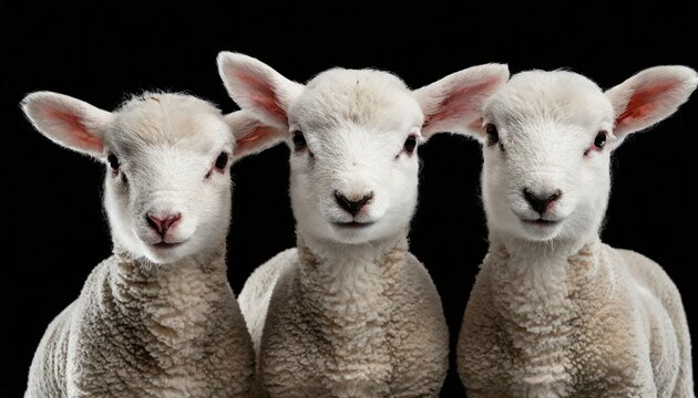 three lambs on black