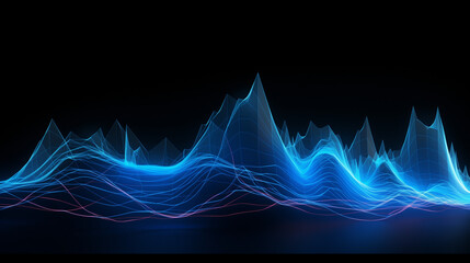 abstract background, Abstract blue wave, abstract blue background, Neon , blue line chart waves front view, Ai generated image