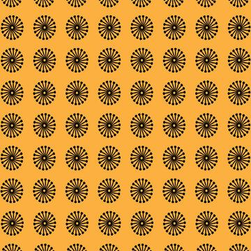Padronagem com design vetorial de elementos tribal e fundo na cor amarelo mostarda.