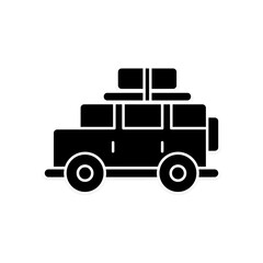 Travel car in black fill flat icon. Summer vacation element graphic resources for many purposes.