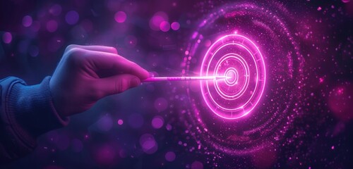employee raising the target with hand to the future target