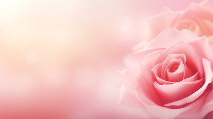 Close up of tenderness pink rose. Blured valentine day background image. 