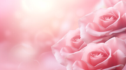 pink rose flowers for love romance background. Blurred background with three pink roses