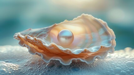 Obraz na płótnie Canvas Finest quality beautiful natural open pearl shell close up realistic single valuable object image