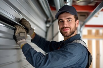 Garage Door Installation And Repair At Home. - obrazy, fototapety, plakaty